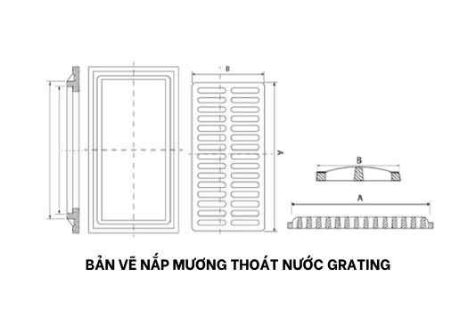 Nắp(Vỉ) Mương Grating Mạ Kẽm 16 Bản vẽ nắp mương thoát nước Grating