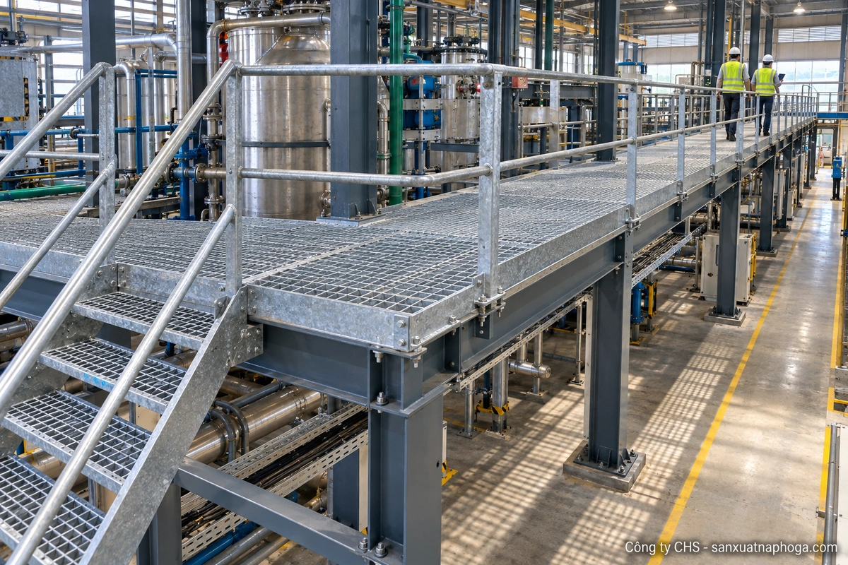 sàn thao tác grating CHS lắp đặt tại dự án